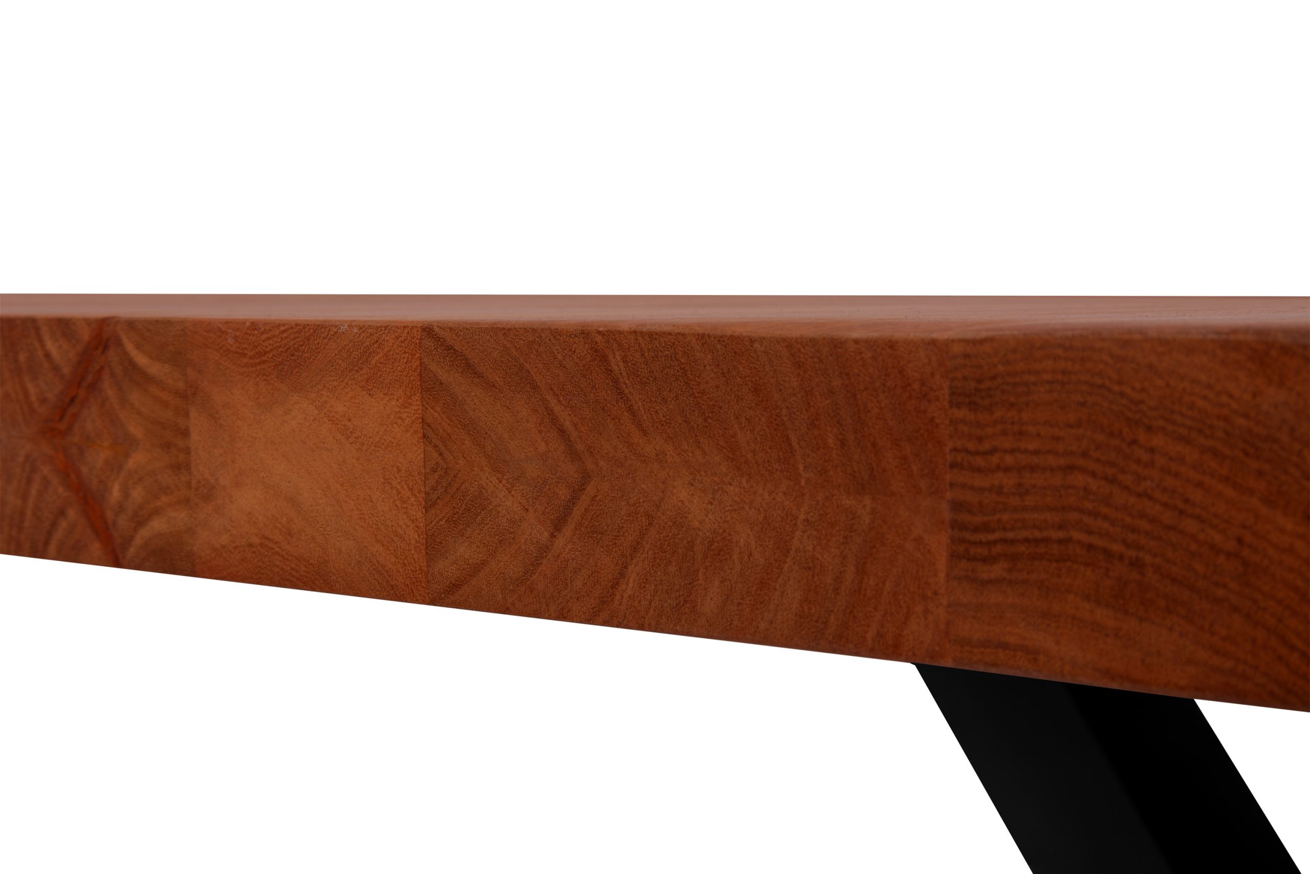 Esstisch mit Ansteckplatten 140(220)x90 cm Baumkante Akazie nussbaum X-Gestell schwarz CALI – Bild 5