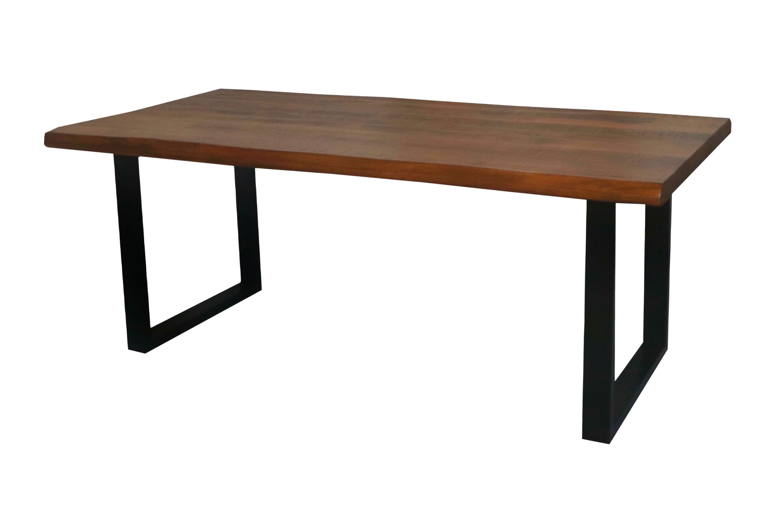 Esstisch Baumkante 200 x 100 cm Mangoholz Honig U-Gestell schwarz CALI – Bild 2