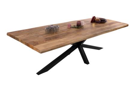 SAM_NEU-Esszimmer-Baumkante-Tische-Cali_aufgedoppelt-Spider_Gestell-mango-schwarz-240-BKT_Cali_mango_rough_02-5