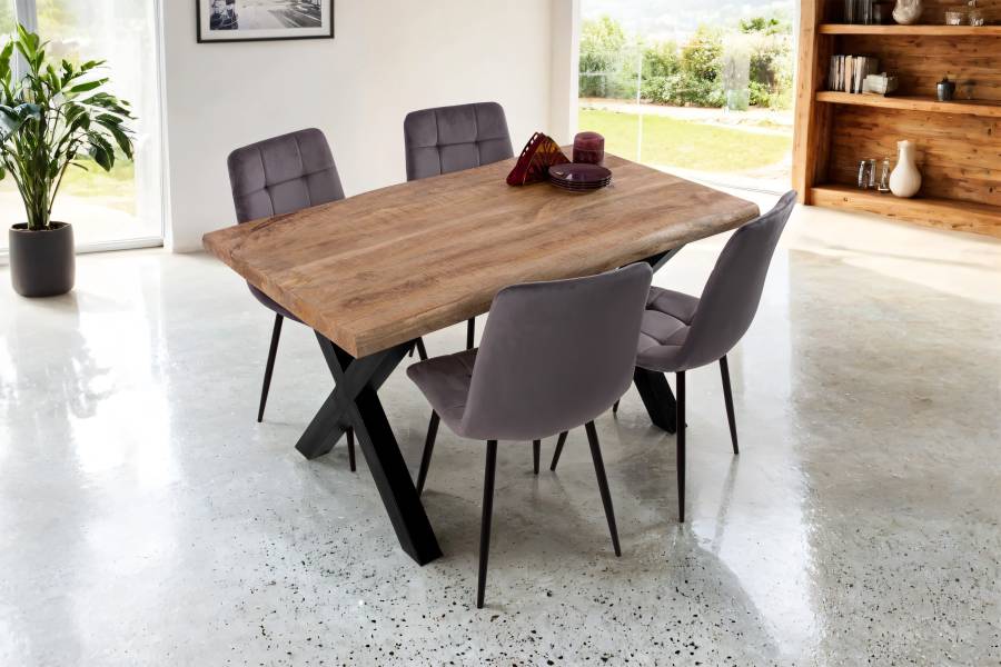 SAM_NEU-Esszimmer-Baumkante-Tische-Cali_aufgedoppelt-X_Gestell-mango-schwarz-120-BKT_Cali_mango_rough_06-4