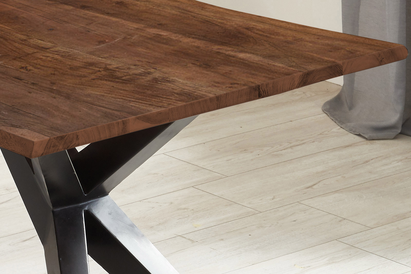 Esstisch Akazie nussbaumfarben 180 x 90 cm Airloft-Metallgestell schwarz CONNI – Bild 4