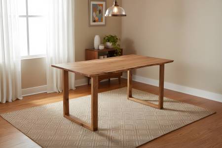 Esstisch Baumkante massiv 140 x 80 cm Akazie natur U-Gestell Holz natur GRAZ