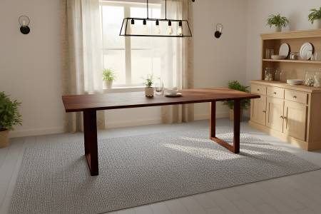 Esstisch Baumkante massiv 180 x 90 cm Akazie nussbaum U-Gestell Holz nussbaum GRAZ