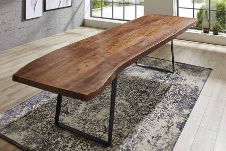 Esstisch Baumkante massiv Akazie nussbaum 300 x 100 schwarz Halmstad