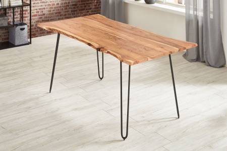 Esstisch Baumkante massiv Akazie natur 180 x 90 cm schwarz HANNAH