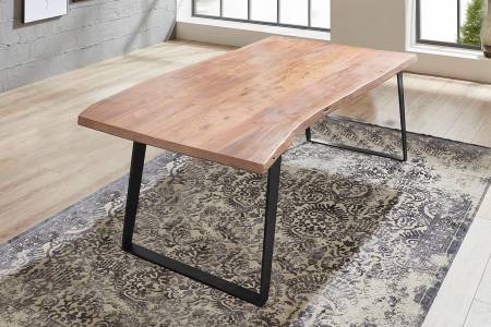 Esstisch Baumkante massiv Akazie natur 140 x 80 schwarz Havanna