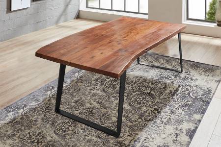 Esstisch Baumkante massiv Akazie nussbaum 140 x 80 schwarz Havanna