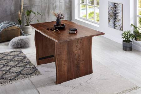 Baumkantentisch Esstisch Akazie Nussbaum 160 x 85 cm Holzgestell Henry