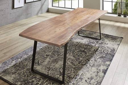 Esstisch Baumkante massiv Akazie natur 180 x 90 schwarz Hobart