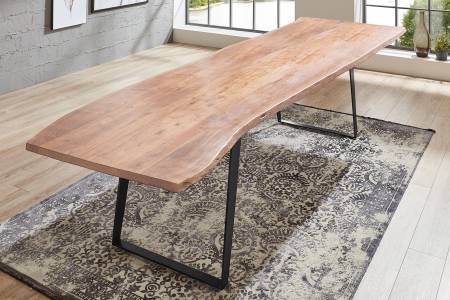 Esstisch Baumkante massiv Akazie natur 280 x 100 schwarz Hobart
