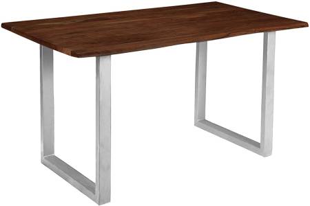 Baumkantentisch Esstisch Akazie Nussbaum 100 x 70 cm silber INSA