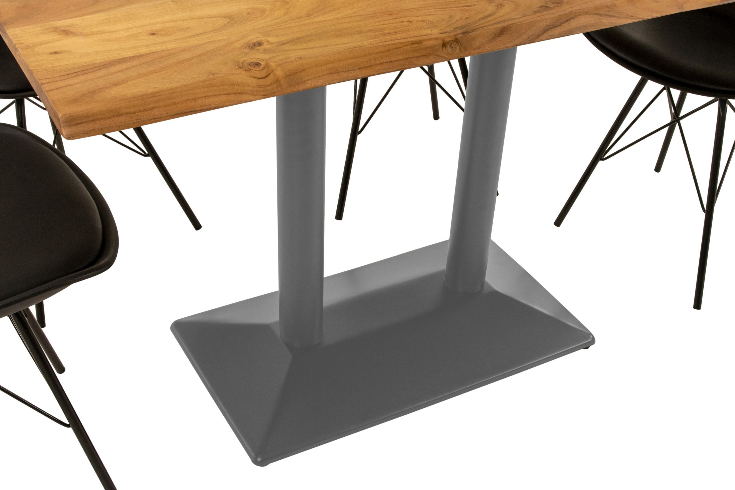 Bistrotisch Baumkante massiv Akazie natur 120 x 60 cm Mittellfuß Silber ISLA – Bild 7