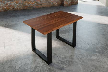 Esstisch Baumkante massiv Akazie nougat 140 x 80 schwarz Lauren