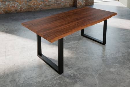 Esstisch Baumkante massiv Akazie nougat 200 x 100 schwarz Lauren