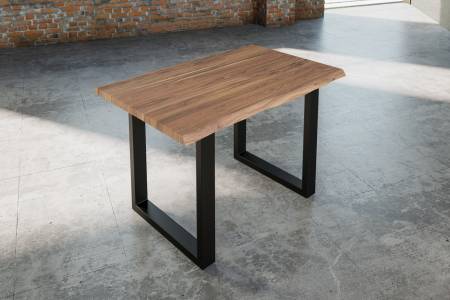 Esstisch Baumkante massiv Akazie stone 140 x 80 schwarz Lauren