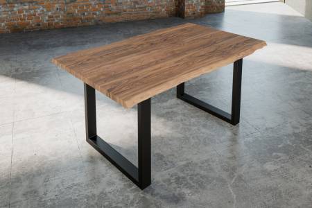 Esstisch Baumkante massiv Akazie stone 180 x 90 schwarz Lauren