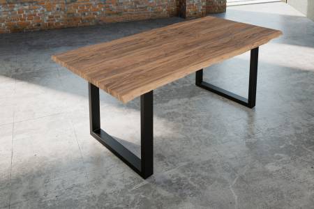 Esstisch Baumkante massiv Akazie stone 220 x 100 schwarz Lauren