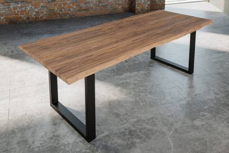 Esstisch Baumkante massiv Akazie stone 240 x 100 schwarz Lauren