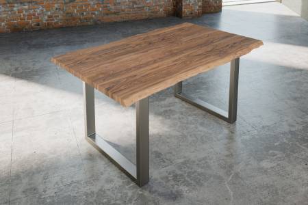 Esstisch Baumkante massiv Akazie stone 180 x 90 silber Lauren