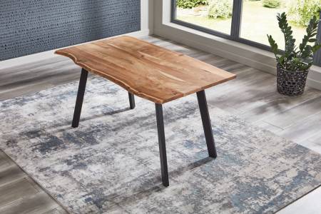 Esstisch Baumkante massiv Akazie Natur 120 x 80 schwarz Laxmi