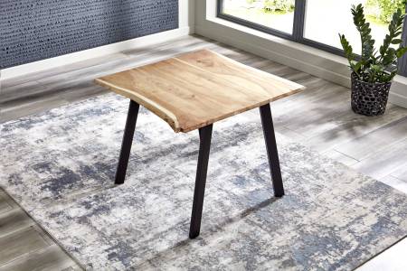 Esstisch Baumkante massiv Akazie Natur 80 x 80 schwarz Laxmi