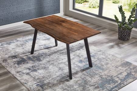 Esstisch Baumkante massiv Akazie Nussbaum 160 x 85 schwarz Laxmi