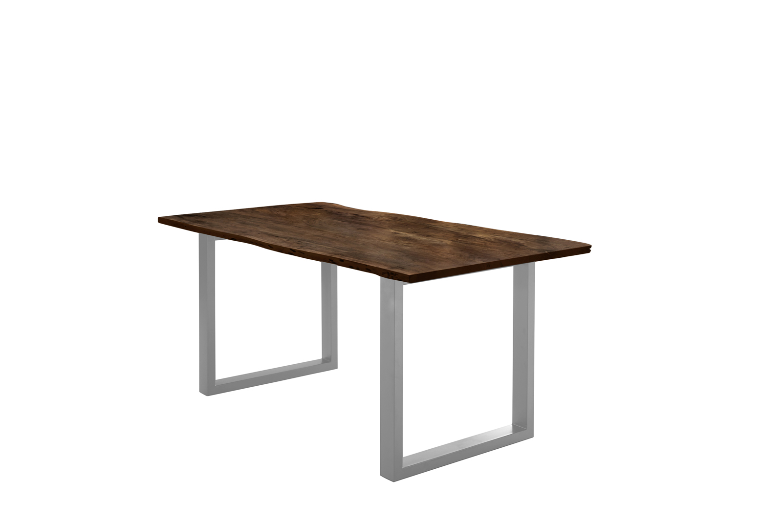 Esstisch Baumkante massiv Akazie nussbaum 200 x 100 U-Gestell silber LUBIN – Bild 2