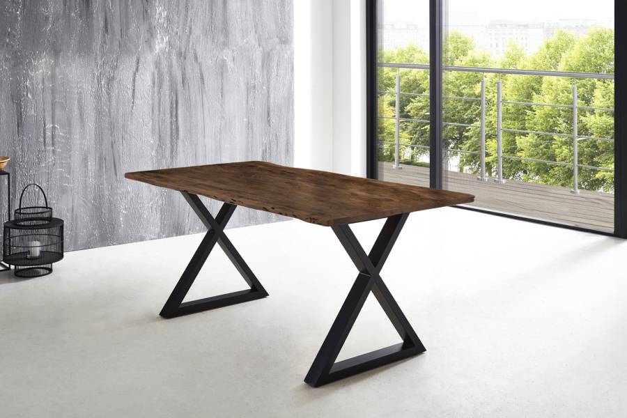 SAM_NEU-Esszimmer-Baumkante-Tische-Lubin-X-Gestell-nuss-schwarz-160-Lubin_nussbaum_schwarz_160_01-2