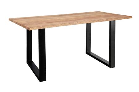 Baumkantentisch 180x90cm Naturbelassen Schwarz MAREK