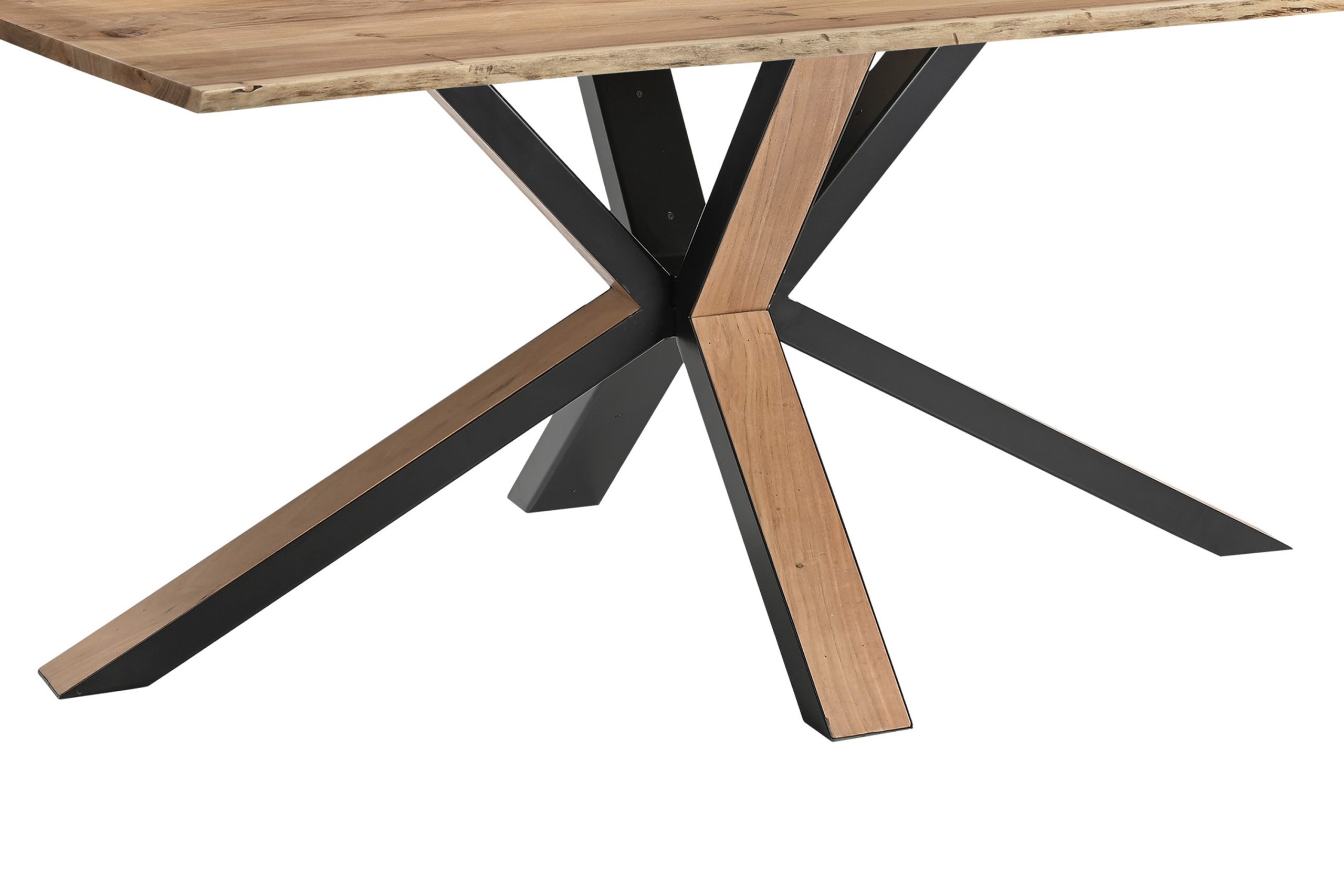 Esstisch Baumkante massiv Akazie natur 180 x 90 Metall Spider-Gestell schwarz außen Holz MIAMI – Bild 5