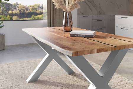 SAM_NEU-Esszimmer-Baumkante-Tische-Polly-Natur-X-Form-silber-180-BKT_Polly_Akazie_natur_resin_180_X_silber_neu_04