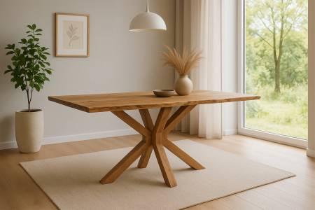 Baumkantentisch 140 x 80 cm Akazie natur Spider-Gestell Holz natur PRAG