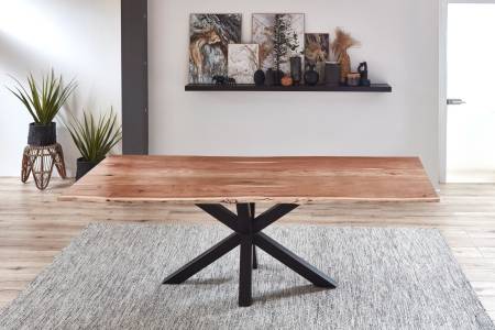 Esstisch Baumkante Akazie Natur 260 x 100 cm schwarz QUINCY