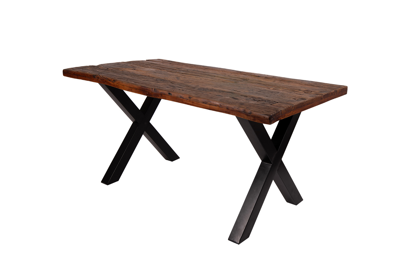 Baumkantentisch Rough Wood Platte 200 x 100 cm X-Gestell schwarz RAMON – Bild 2