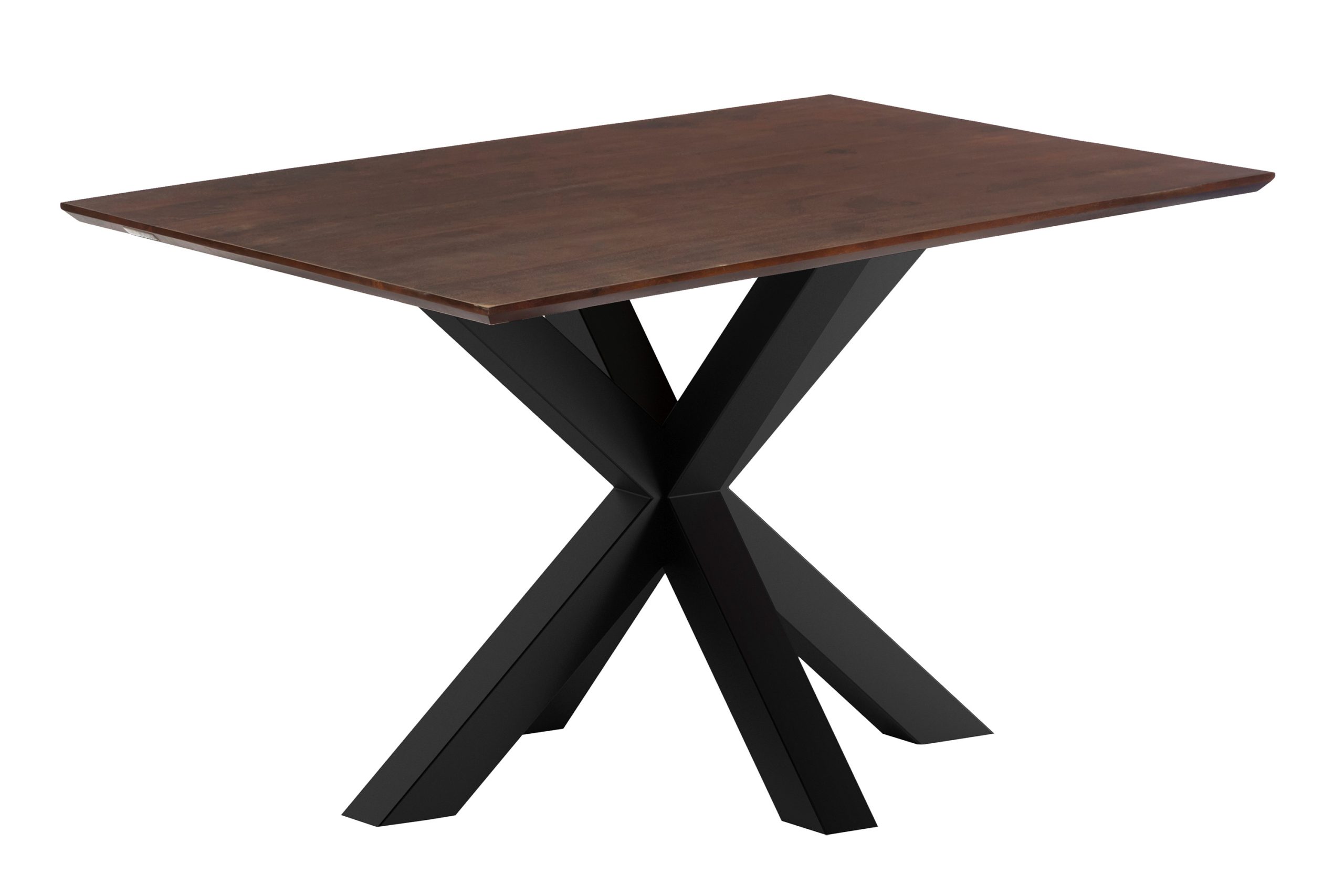 Esstisch 120x80 cm Akazie massiv kastaniefarben Schweizer Kante Spider-Gestell schwarz RITA – Bild 2