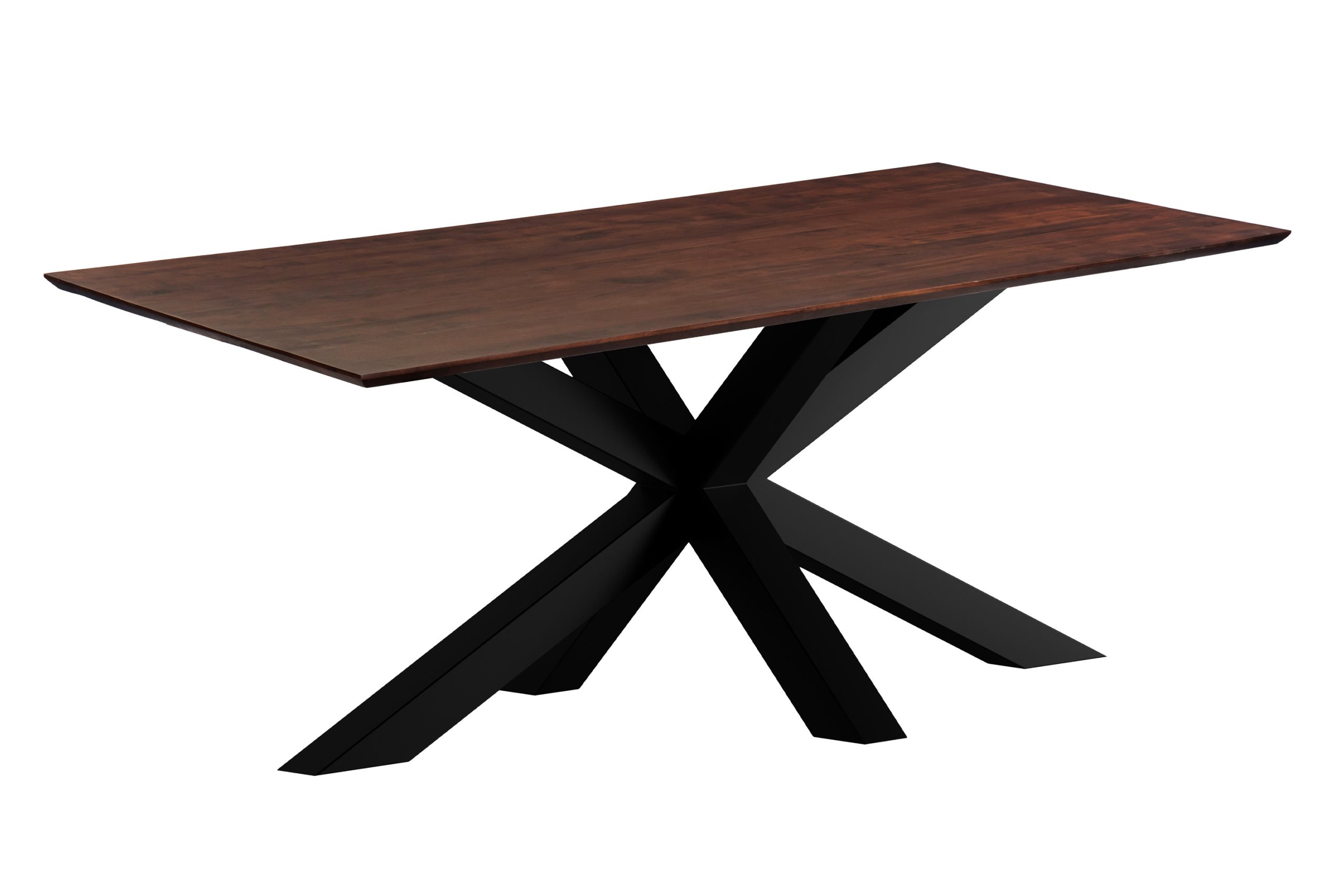 Esstisch 180x90 cm Akazie massiv kastaniefarben Schweizer Kante Spider-Gestell schwarz RITA – Bild 2