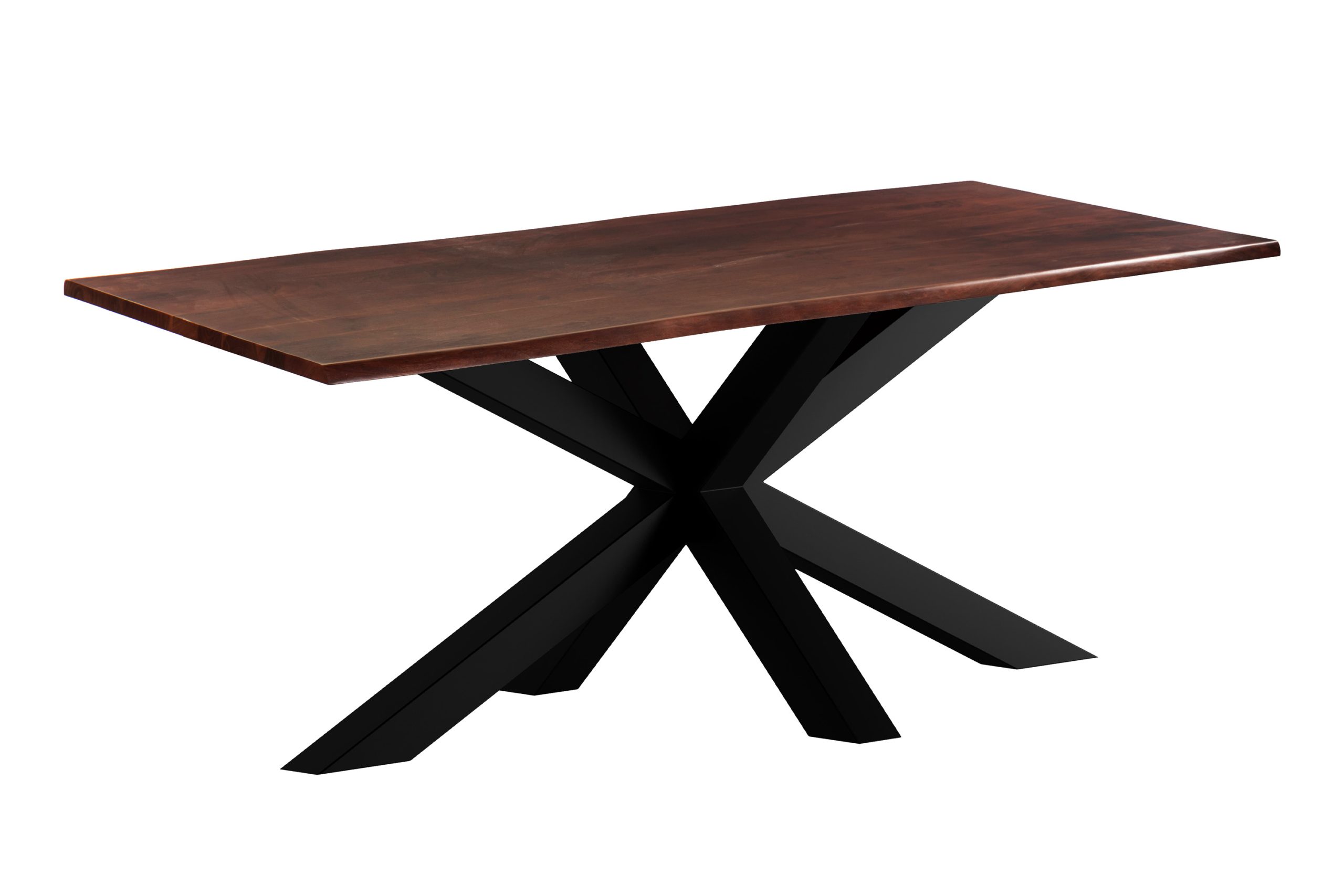 Esstisch Baumkante massiv Akazie kastaniefarben 180 x 90 cm Spider-Gestell schwarz ROXANA – Bild 2