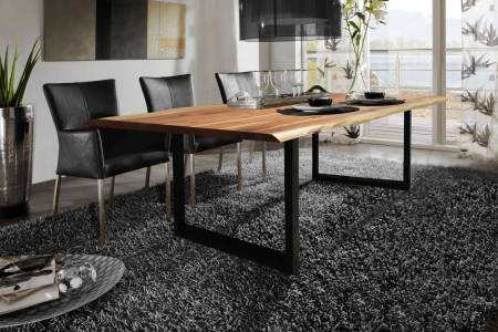 SIT Esstisch Baumkante massiv Akazie natur 220 x 100 schwarz