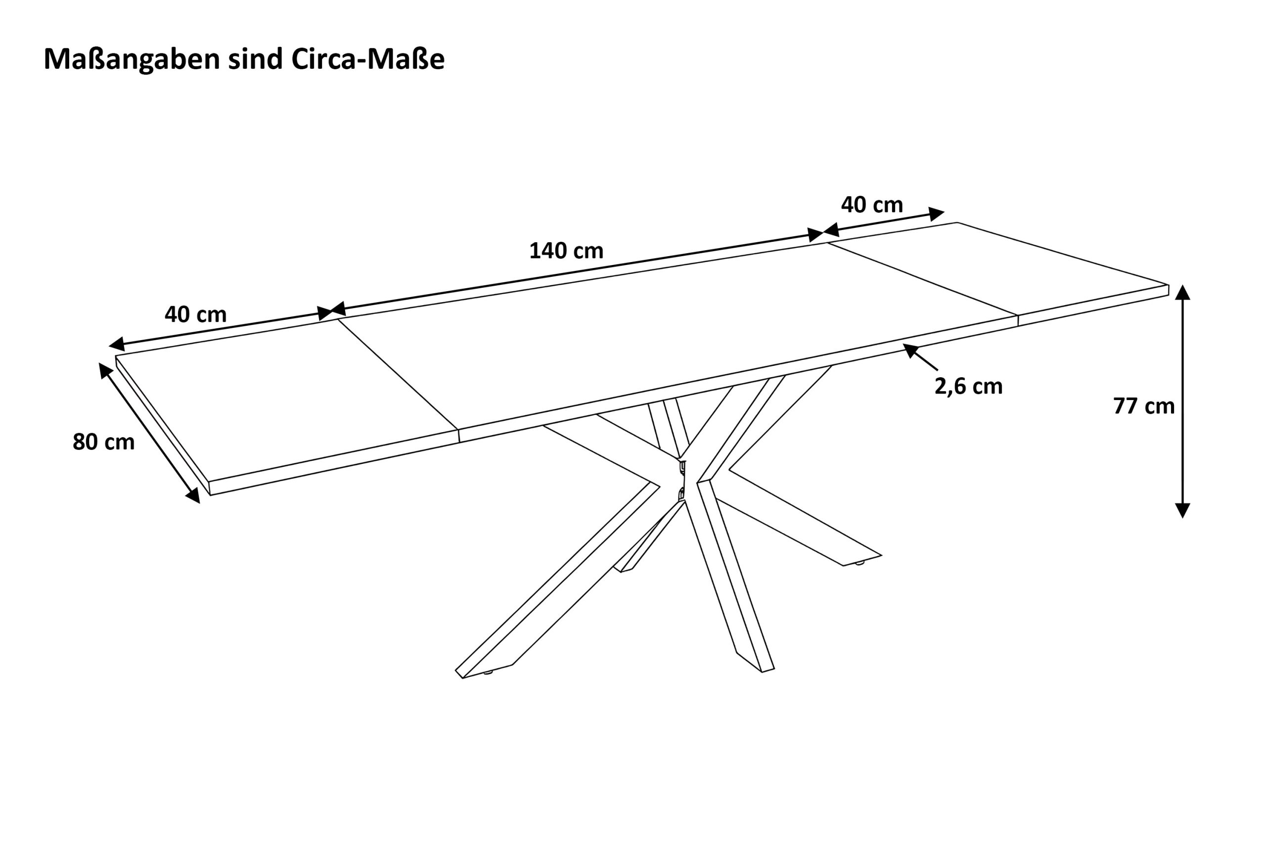 Esstisch 140(220)x80 cm mit Ansteckplatten Baumkante Wildeiche massiv Spider-Gestell schwarz SERRA – Bild 3