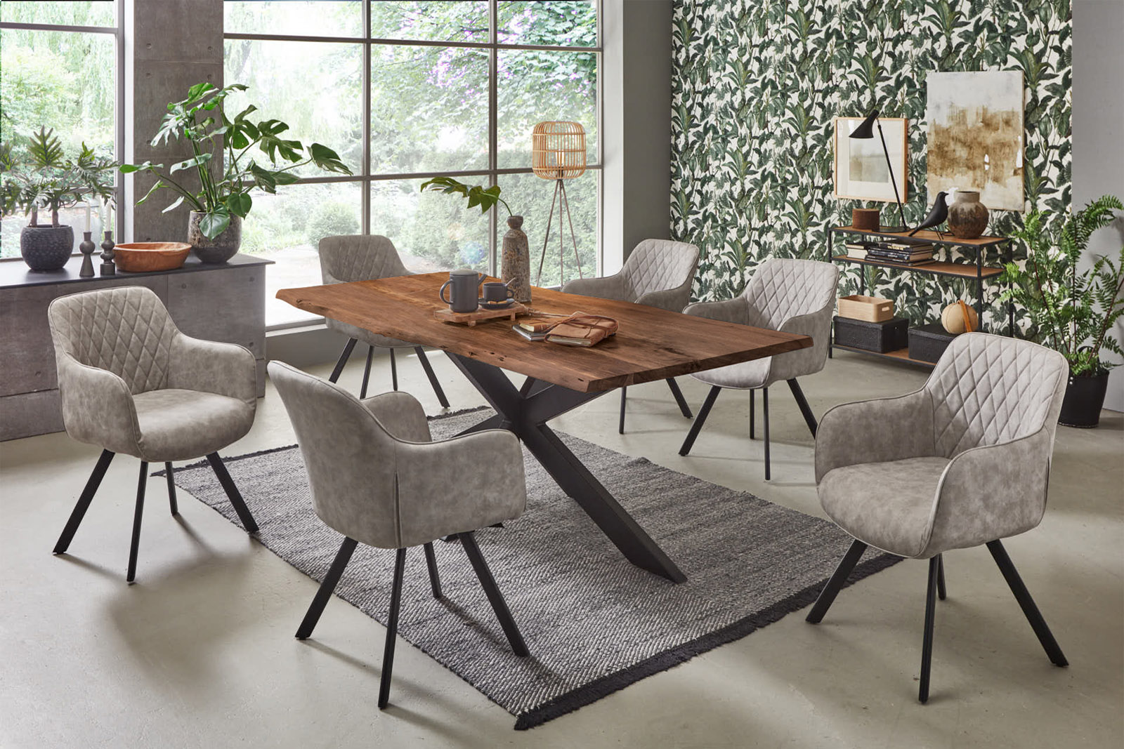 Esstisch Baumkante Akazie Nussbaum 300 x 100 cm schwarz TABEA – Bild 5