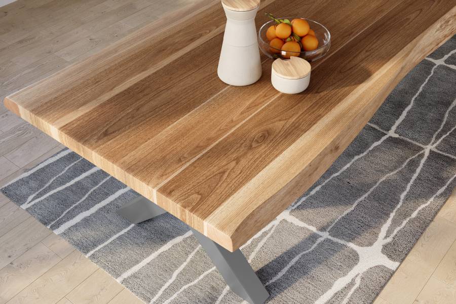 SAM_NEU-Esszimmer-Baumkante-Tische-Titan-Natur-X-Gestell-Silber-300×120-ML_Titan_300_natur_X_silber_03-4