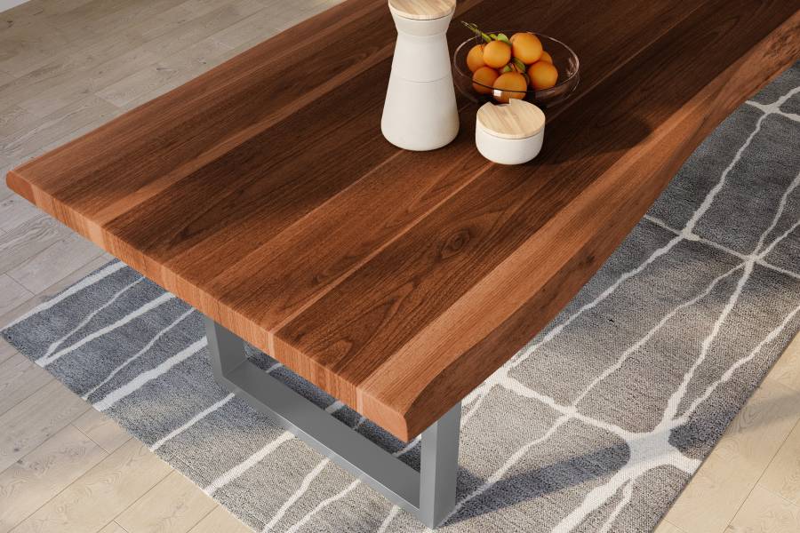 SAM_NEU-Esszimmer-Baumkante-Tische-Titan-Nuss-U-Gestell-Silber-320×120-ML_Titan_320_nuss_U_silber_03-1