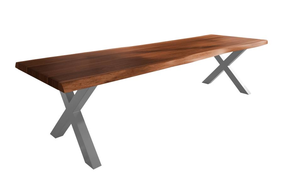 SAM_NEU-Esszimmer-Baumkante-Tische-Titan-Nuss-X-Gestell-Silber-300×120-ML_Titan_300_nuss_X_silber_01-1