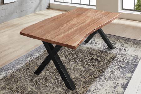 Esstisch Baumkante massiv Akazie natur 160 x 85 schwarz XANTEN