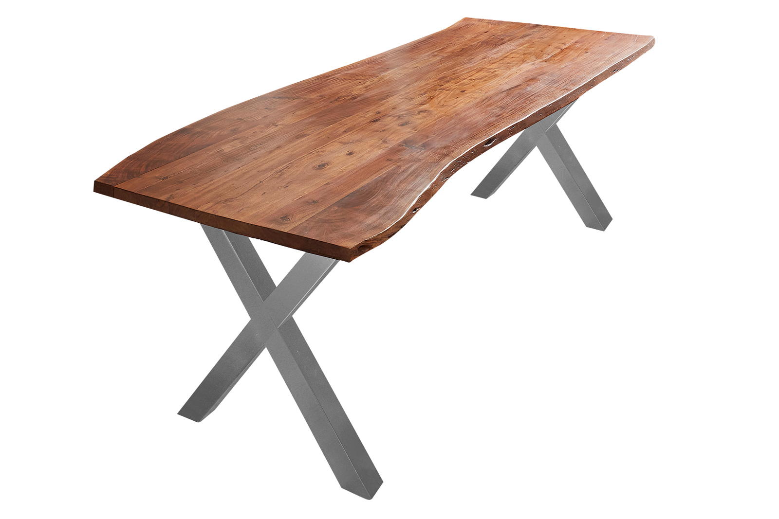 Esstisch Baumkante massiv Akazie nussbaum 220 x 100 silber XANTEN – Bild 2