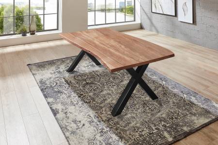Esstisch Baumkante massiv Akazie natur 200 x 100 schwarz XAVER