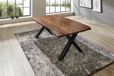 Esstisch Baumkante massiv Akazie nussbaum 180 x 90 schwarz XAVER