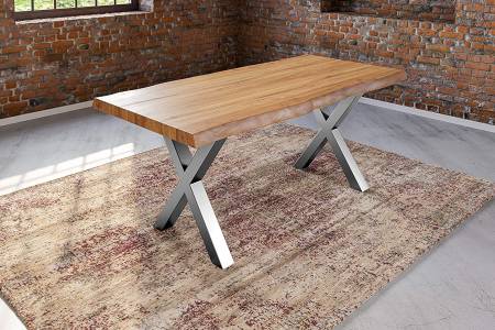 Esstisch Baumkante massiv Akazie natur 220 x 100 silber Xerez