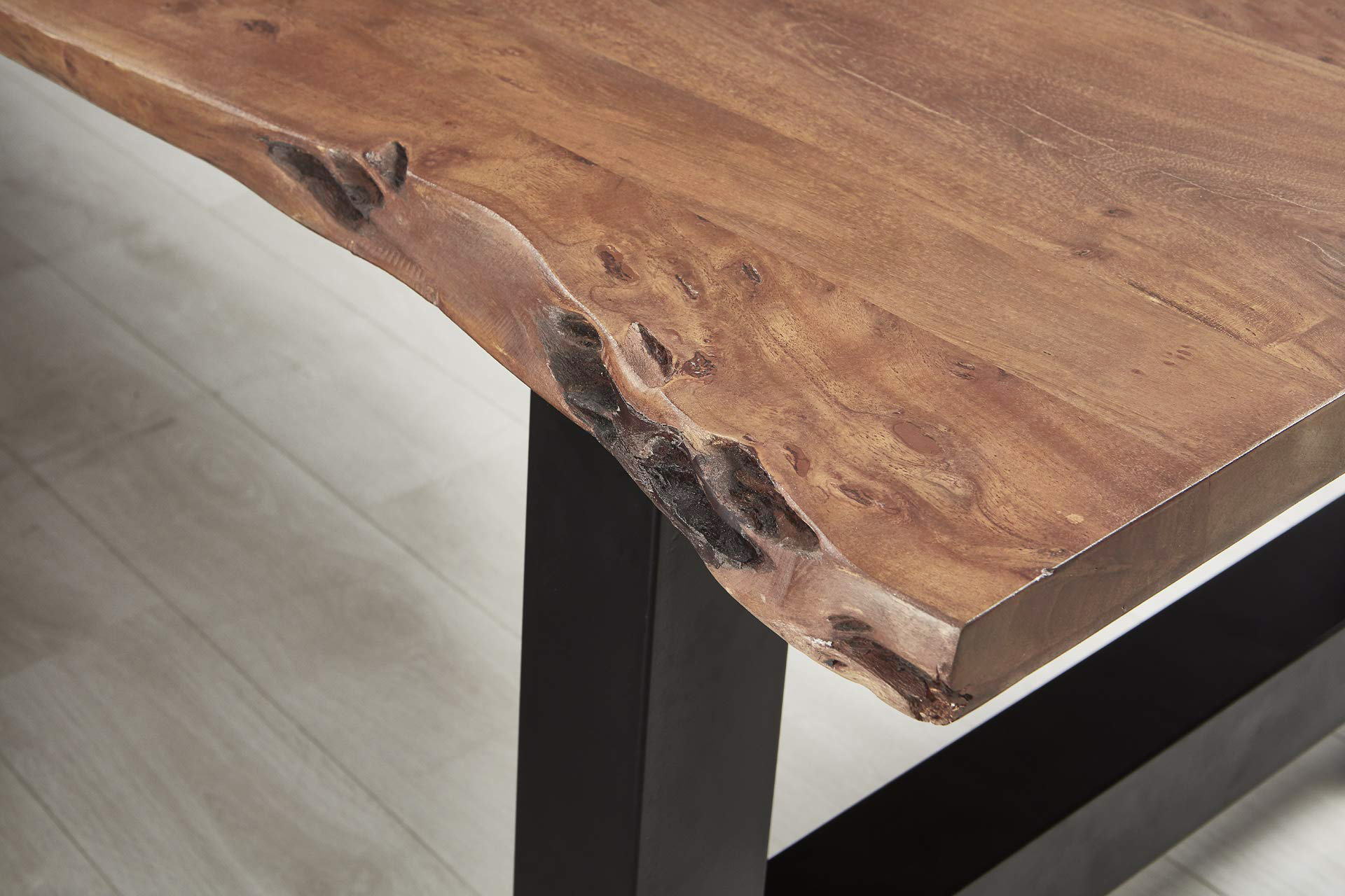 Baumkanten Essgruppe Akazie natur 240 cm A-Gestell schwarz 11tlg. ADELAIDE – Bild 5