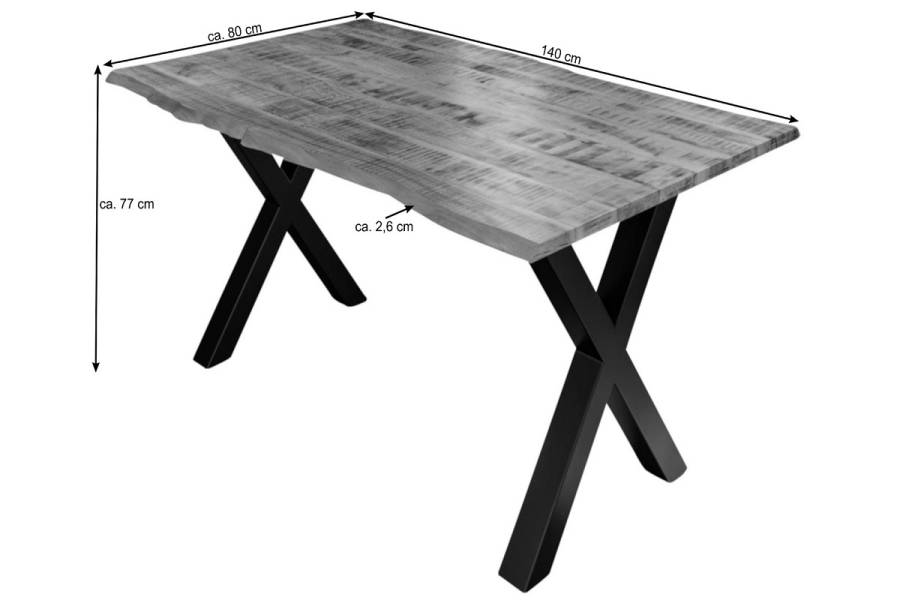 SAM_NEU-Esszimmer-Baumkante-Tischgruppen-Dora-Dora_Kirin-X-Gestell-schwarz-140-TG_Dora_X_schwarz_02-3